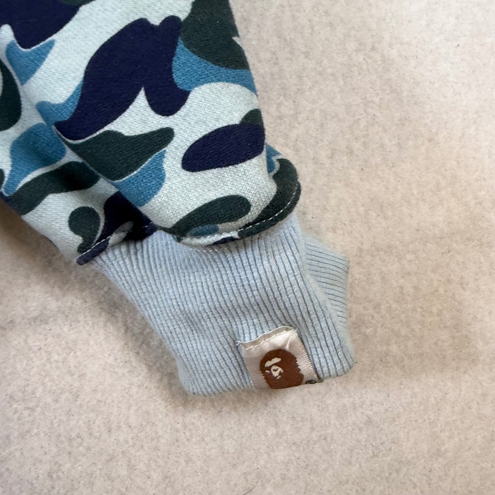 A Bathing Ape BAPE Blue Camo Shark Full Zip Hoodie Made in Japan 0012P - Picture 4 of 11